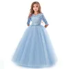 Flower Girl Lace Wedding Long Dress Children Princess Prom Gowns Girls Party Wear Teenager Kids Birthday Clothes 8 9 12 14 Years6181364