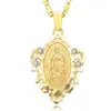 Pendant Necklaces 2021 Virgin Mary Necklace Gold Color Bijoux Imitation Crystal Statement Women Fashion Catholic Jewelry1