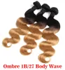 Brazilian Body Wave Two Tone Color Ombre Human Remy Hair Weaves T1B27 T1B30 T1B99J Brown Burgundy Red Double Wefts8286902