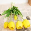 5 pcs Alta Qualidade Silicone Tulipas Artificiais Flores Real Touch Branco Luxo Falso Festa Festa Casamento Casa Decoração Decoração Buquê 220311