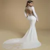 Vestidos de novia de sirena sin espalda sexy con apliques de encaje vestido de novia Joya elegante Mangas largas Vestidos De Novia Por encargo Barato