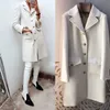 Nouveau manteau de pardessus pour femme en laine blanche à simple boutonnage de grande taille LJ201106