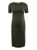 Pack van 3 stks Dames Side Ruched Maternity Kleding Bodycon Jurk Mama Casual Korte Mouw Wrap Jurken Dameskleding Plus Size LJ201123