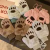 Cinq doigts gants 2021 hiver femmes mignon dessin animé fourrure femme Double chaud plein doigt mitaines cadeaux de noël1