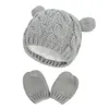 Bébé Bonneterie Chapeaux 2020 Automne Hiver Nouveau-nés Gants chaud Hat Set oreilles mignons petits enfants en bas âge casquettes Crochet Forme