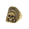 Stainless Steel Men Vintage Skull Rings Indian Chief Ring Hip Hop Finger Accessories Punk Jewelry Size 8-12