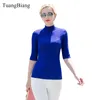 Herbst Drei Viertel Sleeve Pullover Schlank Einfarbig Rollkragen Pullover Pullover Europa Stil Elegante Frühling Neue Pullover 210218