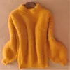 Зима Новая мода утолщенная тепловая водолазка мохаин женский свитер фонарь рукава случайный сплошной цвет тонкий простой пуловер 201006