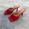 Przyjazdy Kapcie mody wysokie obcasy Sandały zjeżdżalnia kwadratowe palce na kwadratowym palcach buty buty kobiety letnie slajdy y200423