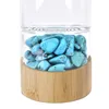 드롭 배송 천연 크리스탈 석영 자갈 보석 치유 유리 에너지 Elixir 음료 물병 대나무 유리 컵 선물 201221