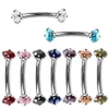 16G 316L stainless steel colorful zircon eyebrow jewelry double crystal eyebrow ring body piercing jewelry