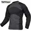 TACVASEN Men Summer Tactical T-shirt Army Combat Airsoft Tops Long Sleeve Military tshirt Paintball Hunt Camouflage Clothing 5XL 220309