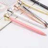 16PCS Big Diamond Crystal Pen Gem Ballpoint Pen Ring Wedding Office Metal Ring Roller Ball Black Rose Gold Silver Pink