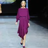 MOAAYINA Designer de moda Terno da primavera Summer Women Lantern Sleeve tops soltos+ saia assimétrica Conjunto de duas peças 201130