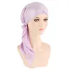 Kepahoo Moda Kobiety Crinkle Długi Ogon Turban Kapelusz Muzułmanin Bow Hair Scarf Headwrap Bonnet Femme Headdress Kapelusze Cancer Chemo Cap