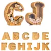 Houten Letter Piggy Bank Novelty Items Transparent Coin Opbergdoos Woondecoratie Ambachten Ornamenten RRB13482