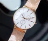 Famous Brand Geometric Quartz Wristwatch Mesh Magnetic clock Men Stainless Steel week watches rose gold Magnet Strap 41mm