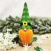 St.Patrick's Günü Hediyesi Gnome Peluş Elf Süslemeleri Yeşil Buffalo Ekose Handmake İskandinav Tomte Masa Süs JK2101XB