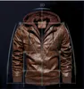 Jackets de corrida Mens PU PU Leather Outwear Hoodie Motorcycle Coat Biker Style para o outono inverno quente B2CSHOP1