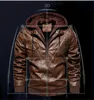 Rennjacken Herren PU-Leder-Outwear Hoodie Motorradmantel Biker-Stil für Herbst Winter Warm B2Cshop1