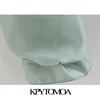 kpytomoa 여성 패션 프릴 패치 워크 자른 니트 스웨터 빈티지 긴 소매 스트레치 슬림 여성 풀오버 시크 탑 201221