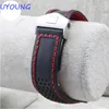 s 22mm Black red Genuine Leather Watch Band Men Air Permeability With Holes Strap CJ191225275j6854957