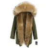 OFTBUY Imperméable À L'eau Longue Parka Veste D'hiver Femmes Manteau De Fourrure Grand Naturel Fourrure De Raton Laveur Capuche Streetwear Amovible Survêtement Nouveau 201027