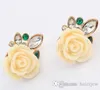 Boucles d'oreilles pour femmes mode magnifiquement boucle d'oreille goujons Pack bague de mariage en gros Vintage Rose boucles d'oreilles