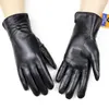 Winter Thickened Warmth Touch Screen Sheepskin Gloves Female Leather White Rabbit Fur Lining Outdoor Windproof Increase Finger 220112