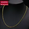 Vojefen AU750 smycken Real Gold Necklace 18K Pure Gold Necklace för kvinnor och män 18 K Yellow Rose Chain234N