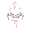 Intimo donna pizzo fiore ricamo con apertura sul cavallo cavallo ultra-sottile sexy reggiseno collant lingerie rosa bikini abiti LJ201026