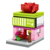 SEMBO 8 w 1 Mini City Street View klocki kwiat sklep kosmetyczny zestaw modeli do składania zestawy cegieł zabawki edukacyjne dla dzieci prezenty LJ270V
