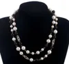 Christmas gift Elegant women black and white pearl necklace Paris Designer Jewelry Necklace Rhinestone logo Brand jewelry swe7876348