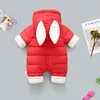 2020 new born fashion winter thicken children snowsuit cotton-padded baby girl clothes boy Plus velvet cute Jumpsuits Bodysuit LJ201007