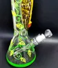 Owl Pattern Colorful Painting Beaker Glass Bong Hookahs 14 inch hand-painted luminous bongs thick water pipes