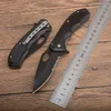 Hochwertiges Outdoor Survival Taktisches Klappmesser, 5Cr15Mov, schwarze Halbverzahnungsklinge, Aluminiumgriff, EDC-Taschenmesser