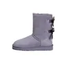 Botas wgg australianas australianas para mulheres preto inverno gravata borboleta pele de neve peludo bota de cowboy tornozelo tornozelo joelho mini bailey