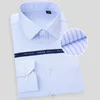 High Quality Non-iron Men's Long Sleeved Dress Shirt White Blue Business Casual Male Social Regular Fit Plus Size LJ200925