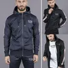 Mens Warm Winter Sports capuz Outwear Zip Brasão Cardigan Jacket Top Masculino Casual Zipper Casacos Top Vestuário