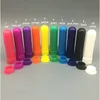 50 conjuntos / lote atacado aroma em branco inalador com alívio de algodão de alta qualidade 51mm plástico 10 cores garrafa inaladores nasais varas