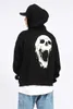 Men's Hoodies Back luminous skull over size loose silhouette pure cotton fleece hooded Pullover