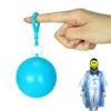 Disposable Raincoat Plastic Ball Key Chain Disposable Raincoats Portable Spherical Case Traveling Hiking Camping Raincoat KKB3954