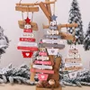 Nytt år xmas trä hantverk dekorationer julgran prydnad naturliga trä hängande hängen gåvor för barn jk2011ph