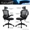 ABD hisse senedi techni mobili modern yüksek geri örgü yönetici ofis mobilya koltuğu ile kafalık ve flip-up kolları, siyah A53 A05