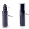 Thick Wall Essential Oil Perfume Bottle 10ml Black Glass Roll On Perfume Bottle With Obsidian Crystal Roller LX3433