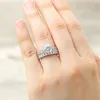 Vigselringar 3st Lyxig delikat 925 Ren Silver Engagement Love Set Ring Storlek 6-10