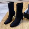 Chaussettes extensibles à la mode Simple bottes chaussures à talons hauts pour femmes chaussettes à tricoter bottes femmes maigres pointues automne hiver bare1