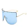 Lunettes de soleil bleu sans monture une pièce grandes femmes marque Design étoile surdimensionné lunettes de soleil pour hommes bouclier visière coupe-vent UV4001