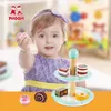 Kids Mini Brands Girls Toys jogam comida de cozinha de madeira bolo de madeira Stand Macaron Green Educational Kids Toy LJ201211