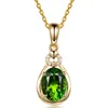 14 K Altın Renk Zümrüt Küçük Kolye Kolye Kadınlar Için Yeşil Kristal Taşlar Diamonds Vintage Bijoux Parti Takı Gerdanlık Q1113